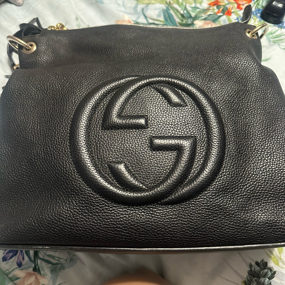 SOHO Gucci Hobo Black Leather Shoulder Bag